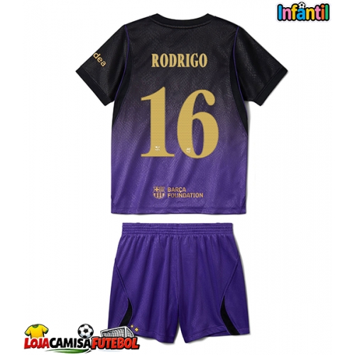 Camisa de Futebol Barcelona Rodri Hernandez #16 Equipamento Secundário Infantil 2026-27 Manga Curta (+ Calças curtas)